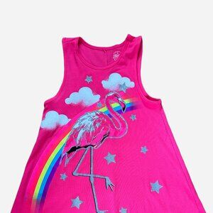 FADED GLORY GIRLS PINK RIBBED TANK TOP WITH FLAMINGO SIZE LARGE (10/12)
